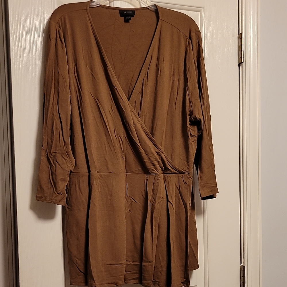 J. Jill Wearever Brown Wrap Blouse
